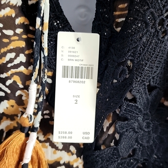 NWT Anthropologie Beautiful Ruffle Lace V neck Dress Size 2 - Picture 12 of 13